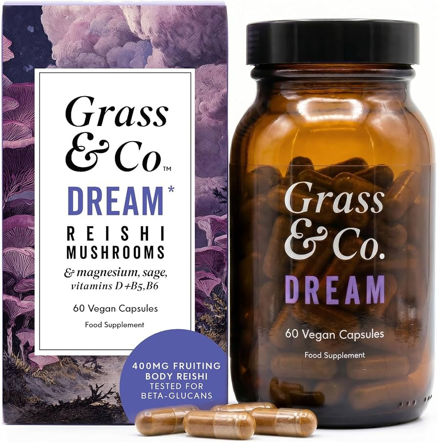 Grass & Co. Dream Magnesium 200mg & Reishi Mushroom 600mg Sleep Capsules with Vitamin D, Sage, Vi... | Amazon (UK)