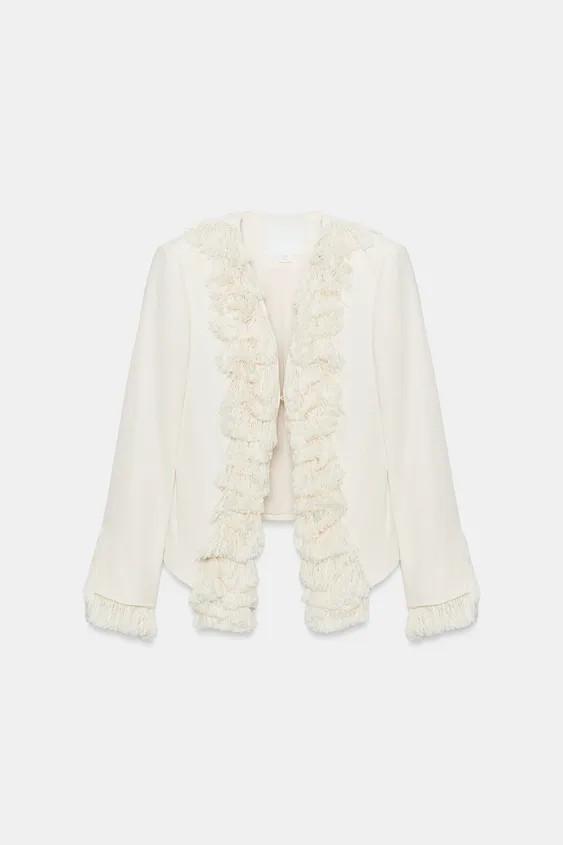 LINEN BLEND FRINGE JACKET ZW COLLECTION | Zara US
