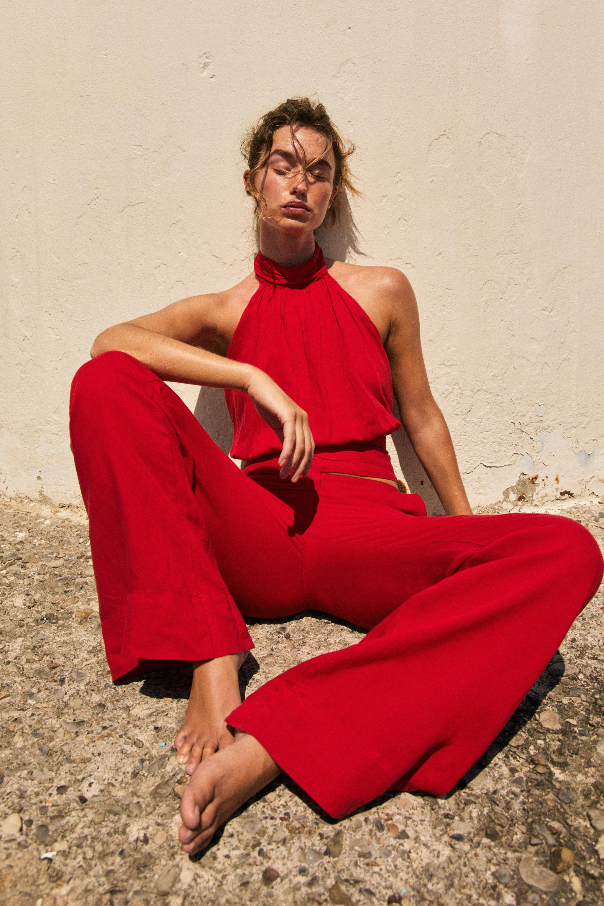 STRAIGHT LEG LINEN PANTS | Zara US