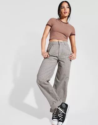 ASOS DESIGN slouchy chino trouser in brown check | ASOS (Global)