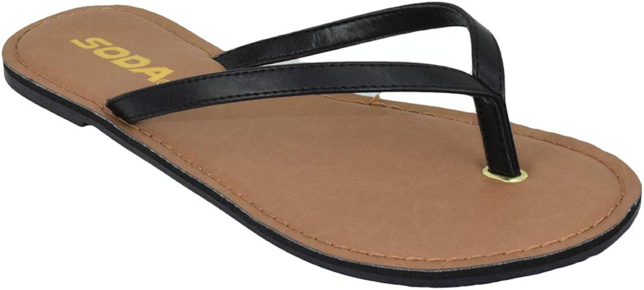 Soda Shoes Women Flip Flops Basic Plain Sandals Strap Casual Beach Thongs FELER | Amazon (US)