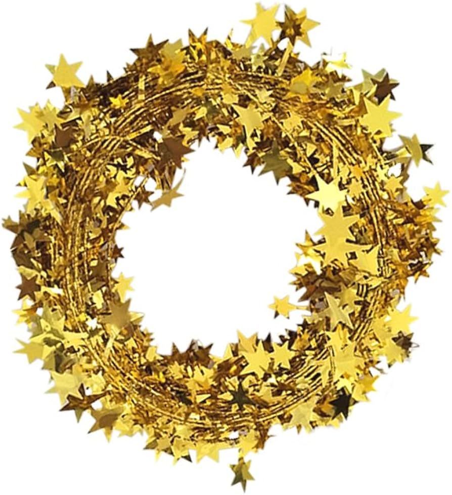 Gold Tinsel Stars Brace Star Tinsel Wire Garland for Home Wedding Birtahday Party Decorations 26 ... | Amazon (US)