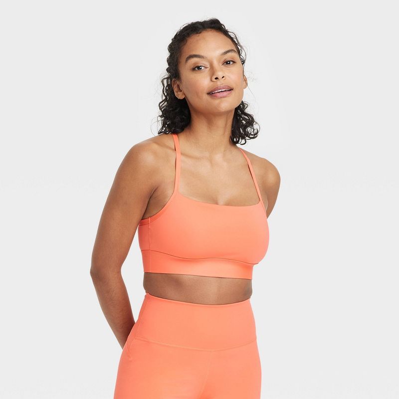 Women's Light Support Brushed Sculpt Halter Midline Sports Bra - All in Motion™ | Target