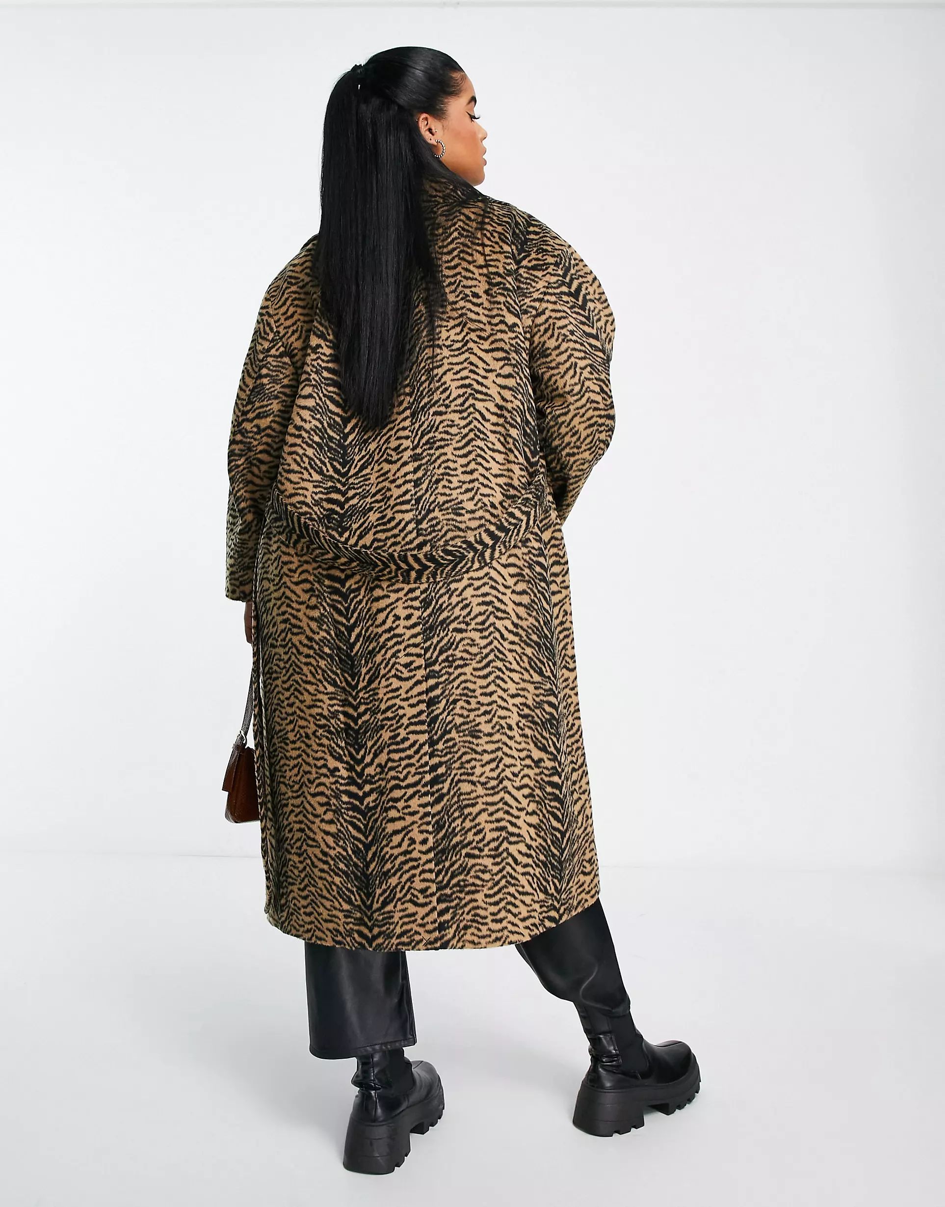 ASOS DESIGN Curve animal print formal coat in brown | ASOS (Global)