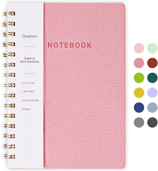 Spiral Notebook, Pink Notebook-6.1x8.2 Inch College Ruled Journal with Inner Pockets and 160 Page... | Amazon (US)