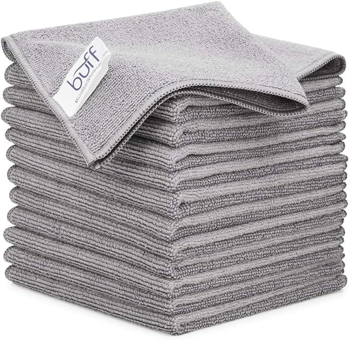 12" x 12" Buff Pro Multi-Surface Microfiber Cleaning Cloths | Gray - 12 Pack | Premium Microfiber... | Amazon (US)