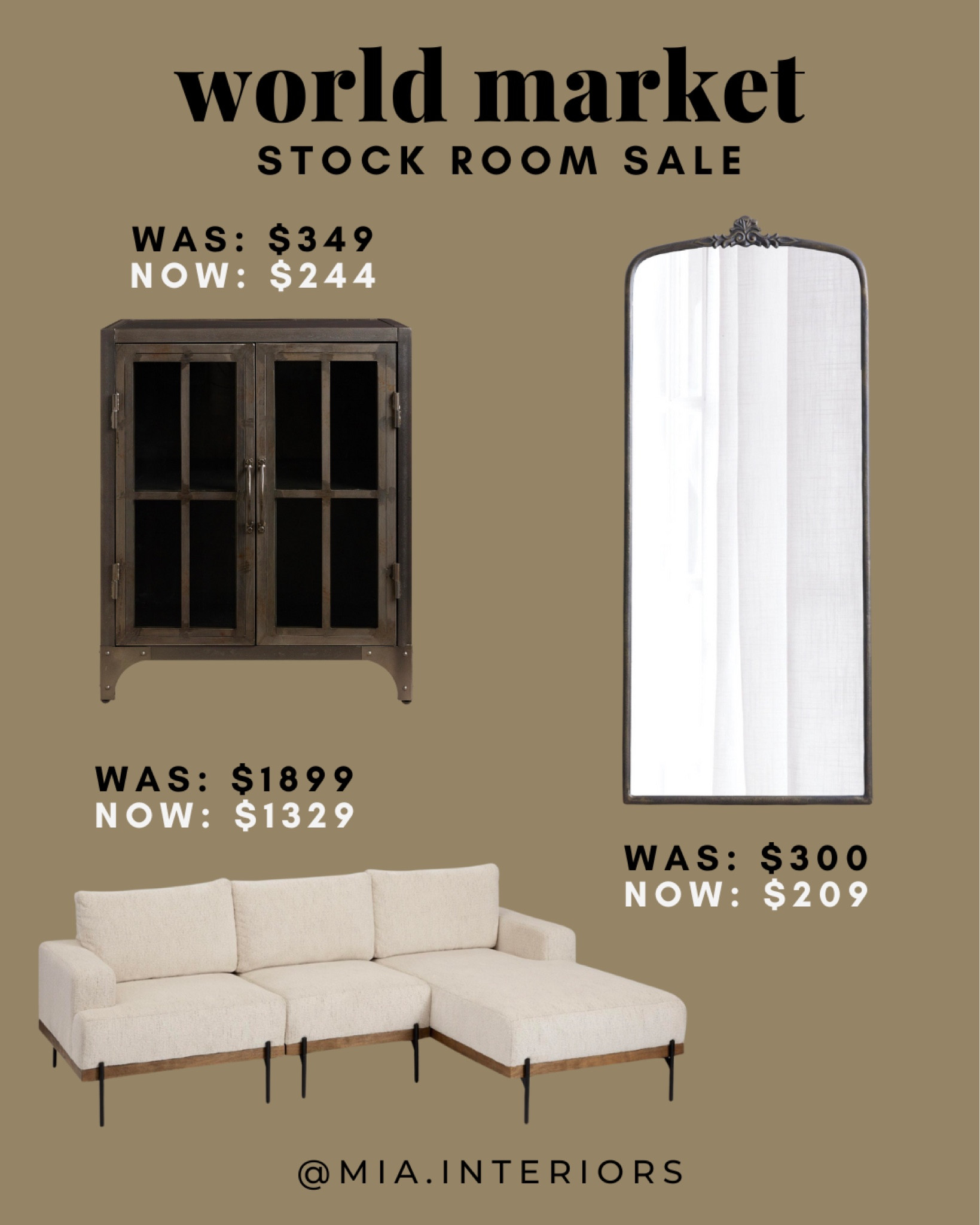 STOCK ROOM SALE @ World Market

#worldmarket #worldmarketsale #fallsale #furnituresale #metalcabinet #barcabinet #floormirror #archmirror #archedmirror #anthropologiemirror #sofa #creamsofa #modernsofa #sofasale 

#LTKsalealert #LTKSeasonal #LTKhome