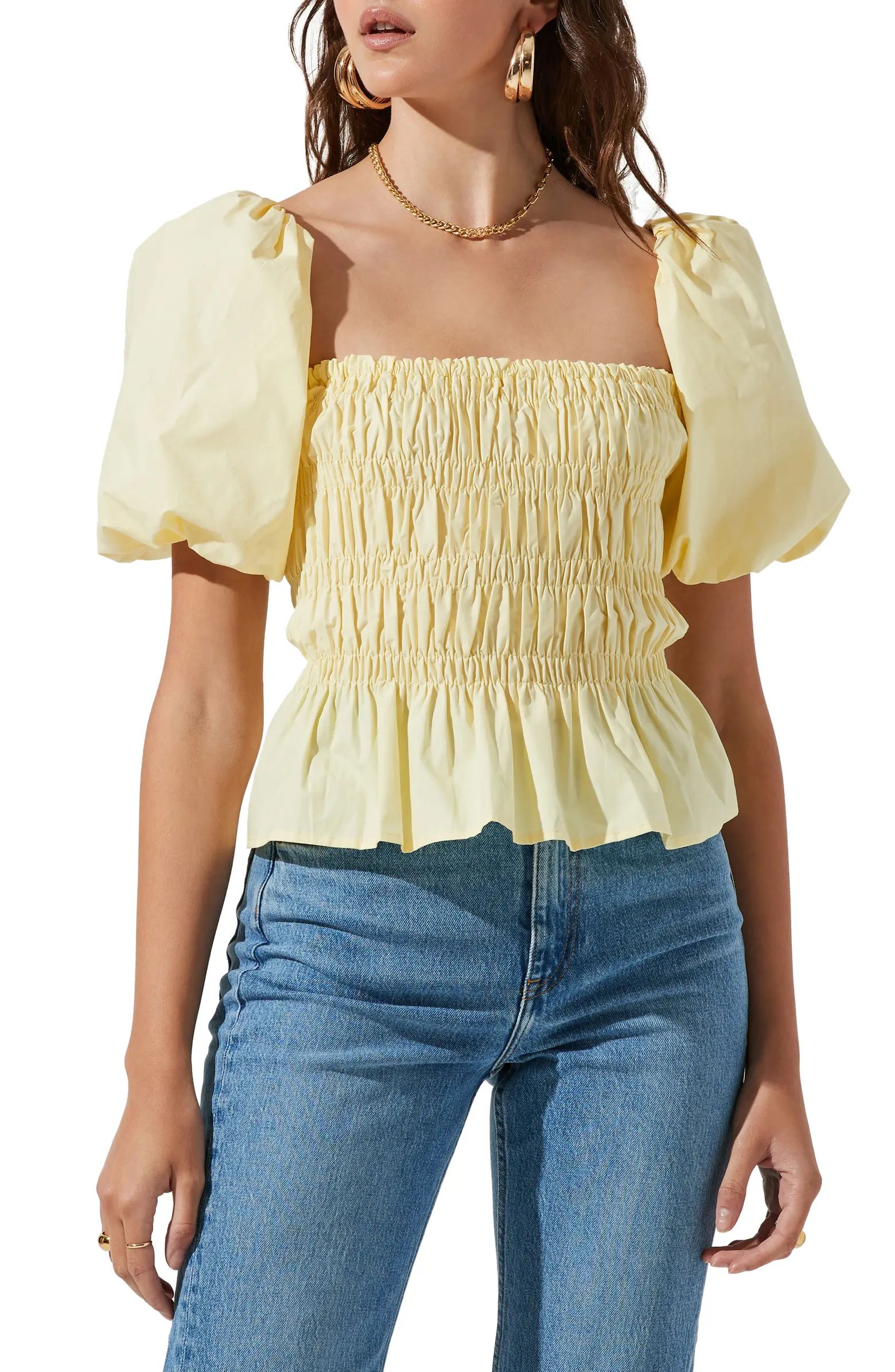 Bubble Sleeve Smocked Blouse | Nordstrom