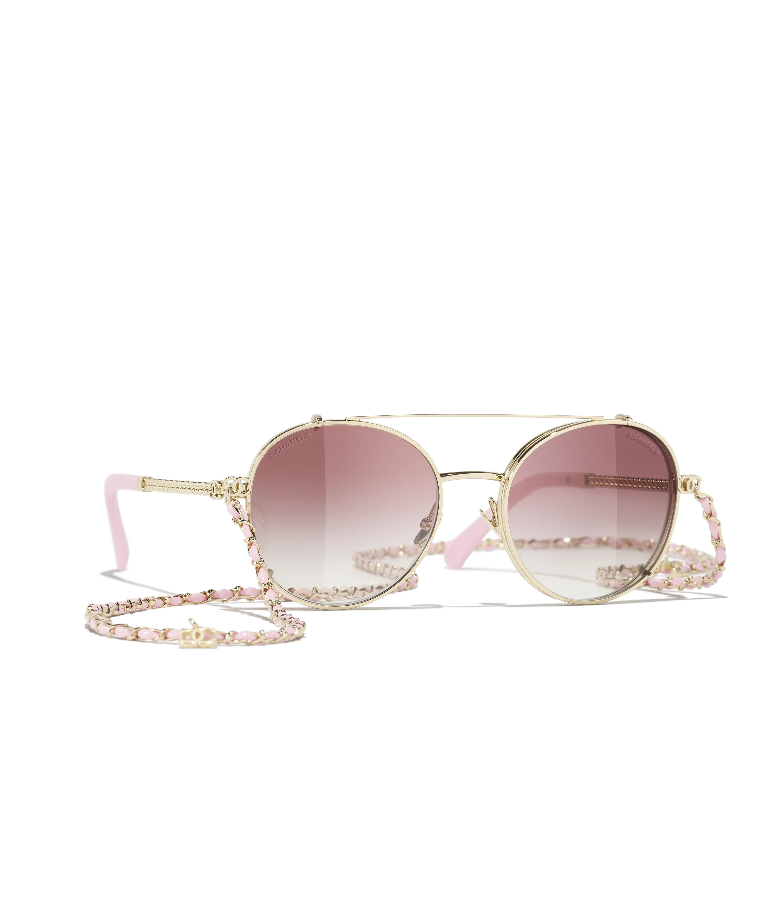 CHANEL Sunglasses: Pilot Sunglasses, metal &amp; calfskin &mdash; Fashion | CHANEL | CHANEL | Chanel, Inc. (US)