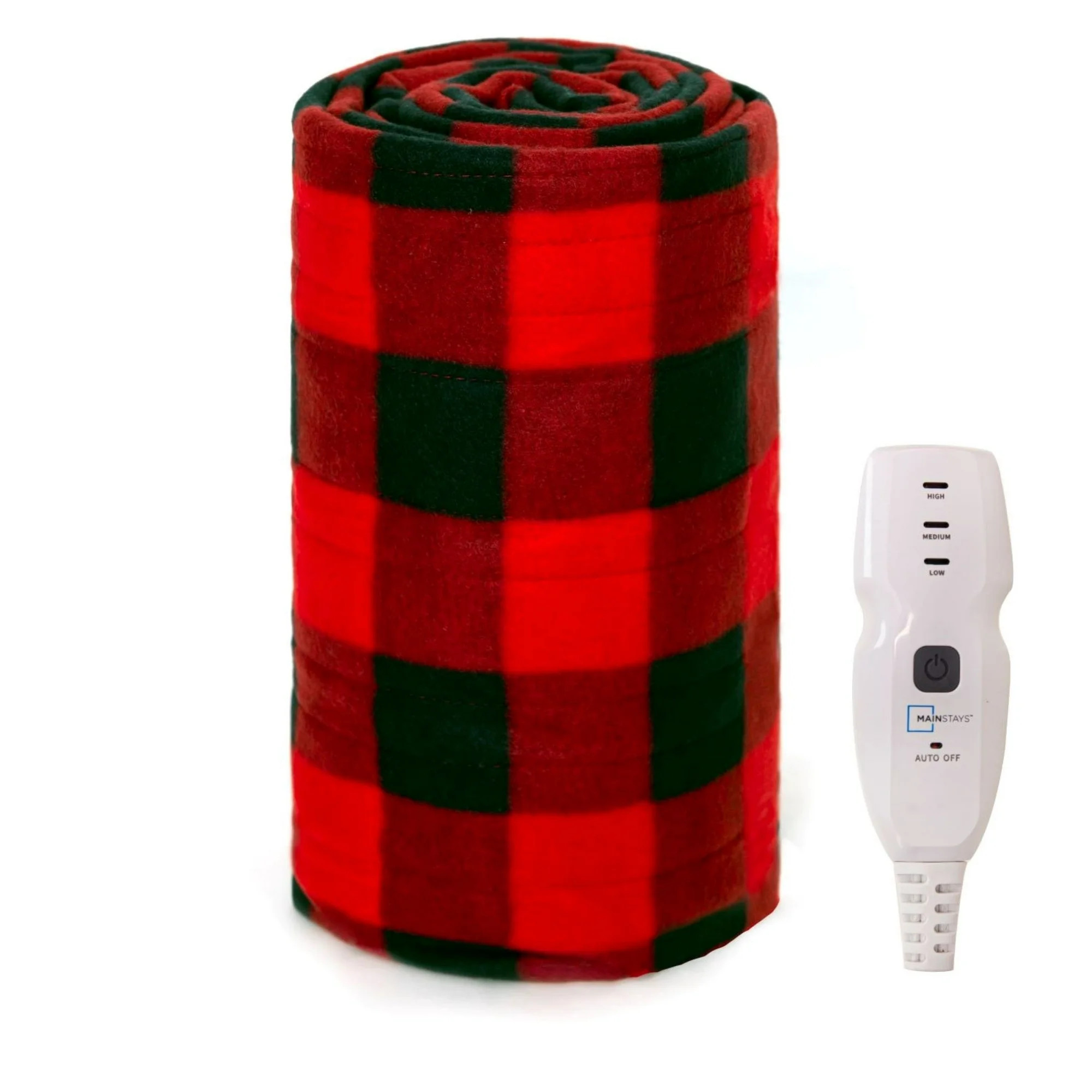 Mainstays Soft Fleece Electric Heated Throw Blanket, Red and Black Buffalo Check, 50" x 60", All ... | Walmart (US)