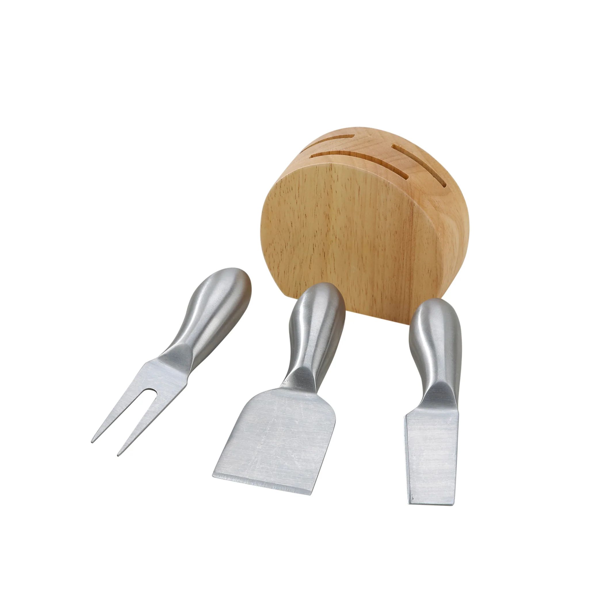 Wood Block with 3 Stainless Steel Cheese Utensils | Creative Gifts International