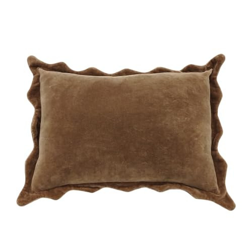 Ashland 20" x 14" Brown Velvet Scalloped Pillow | Amazon (US)