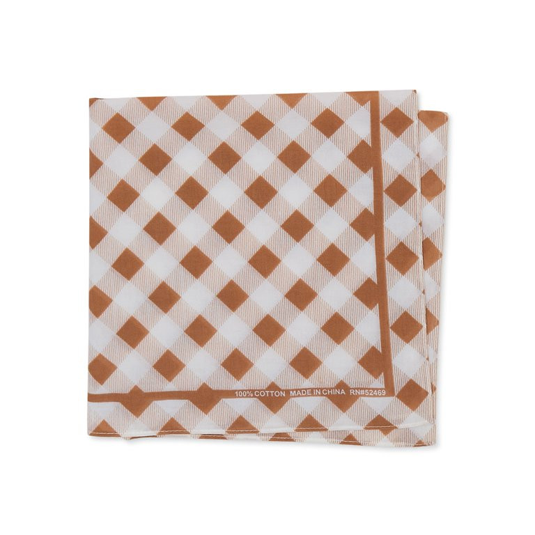 Time and Tru Women's Tan and White Buffalo Check Bandana | Walmart (US)