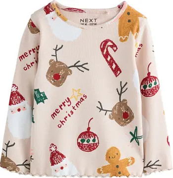 Kids' Rib Print Long Sleeve Top | Nordstrom