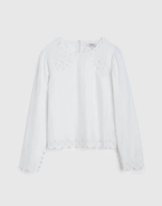 Embroidered Puff-Sleeve Top in Poplin | Madewell