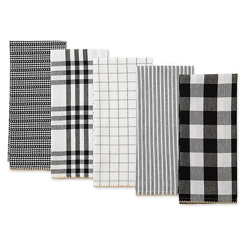 Design Imports Farmhouse Woven Kitchen Towel 5-pack - Black | HSN