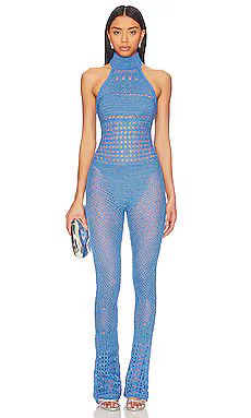 retrofete Kalena Jumpsuit in Tropical Blue from Revolve.com | Revolve Clothing (Global)