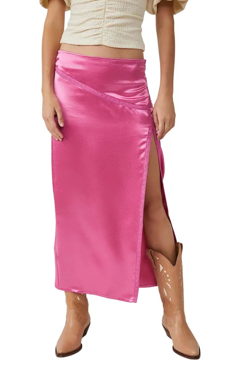 Dakota Side Slit Satin Midi Skirt | Nordstrom