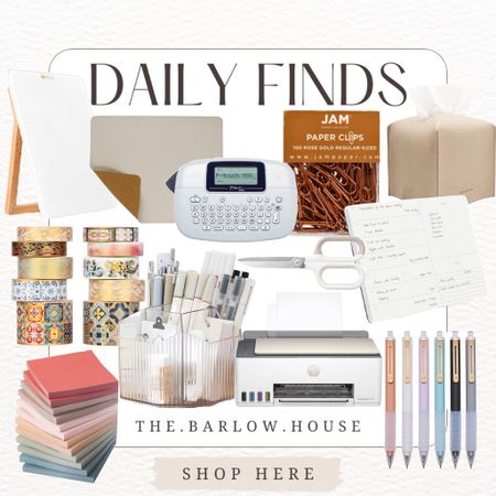 Home office with Amazon 

Restock office with Amazon 
Neutral office supplies 
Gel pens 
Sticky notes 
P touch 
Desk pad 
Wasabi tape 
Note pad 
Weekly planner 
Printer 
Paper clips 
Gel pins 

#LTKhome #LTKGiftGuide #LTKU