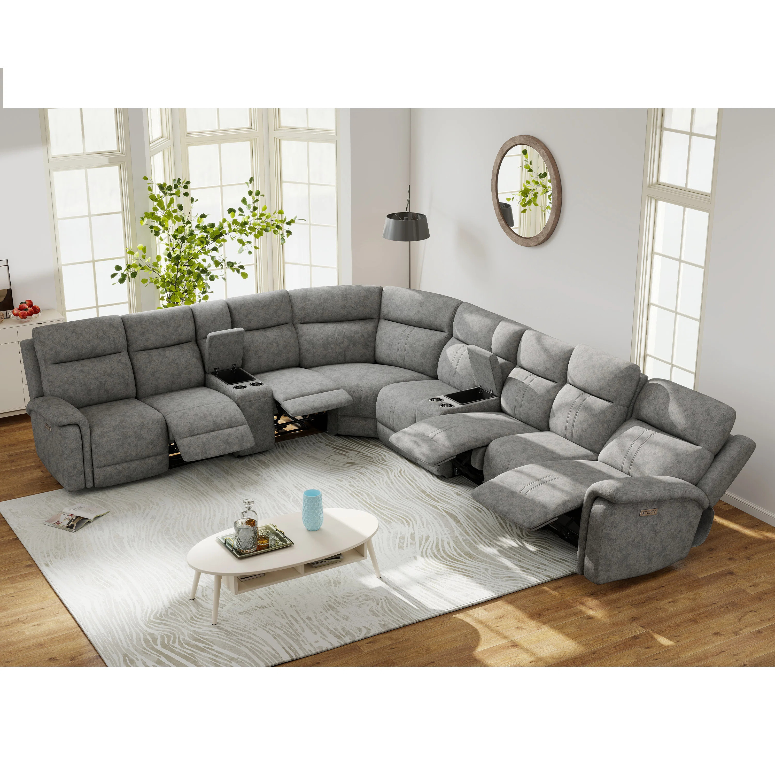 10 - Piece Cushion Back Power Reclining Sectional With Adjustable Lumbar Support | Wayfair North America
