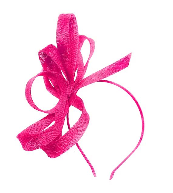 Caprilite Vegan Fuchsia Pink Sinamay Fascinator Headband | Etsy | Etsy (US)