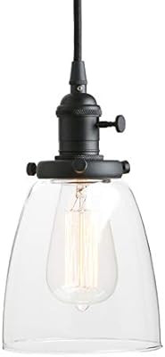 Pathson Industrial Glass Pendant Lighting, Black Vintage Style Hanging Light Fixture for Living R... | Amazon (US)
