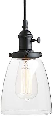 Pathson Industrial Glass Pendant Lighting, Black Vintage Style Hanging Light Fixture for Living R... | Amazon (US)