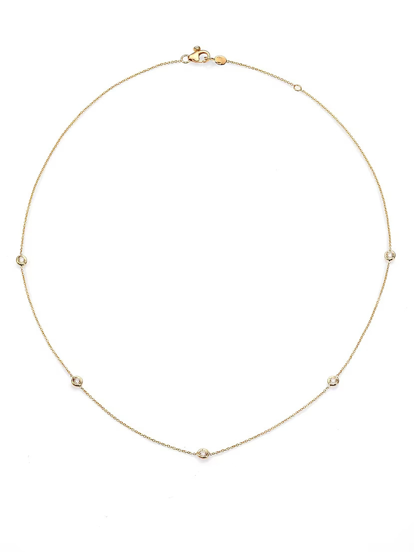 Diamond By The Inch 18K Yellow Gold & Diamond 5-Station Necklace/18" | Saks Fifth Avenue