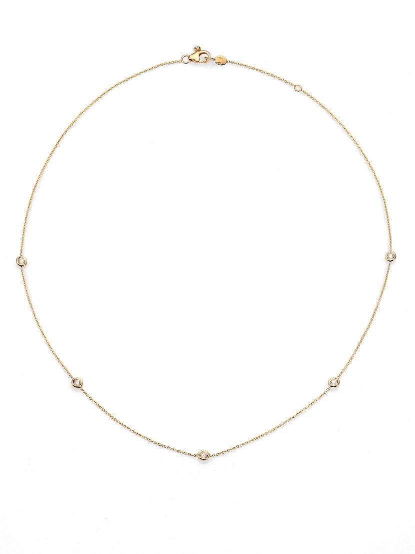 Diamond By The Inch 18K Yellow Gold & Diamond 5-Station Necklace/18" | Saks Fifth Avenue