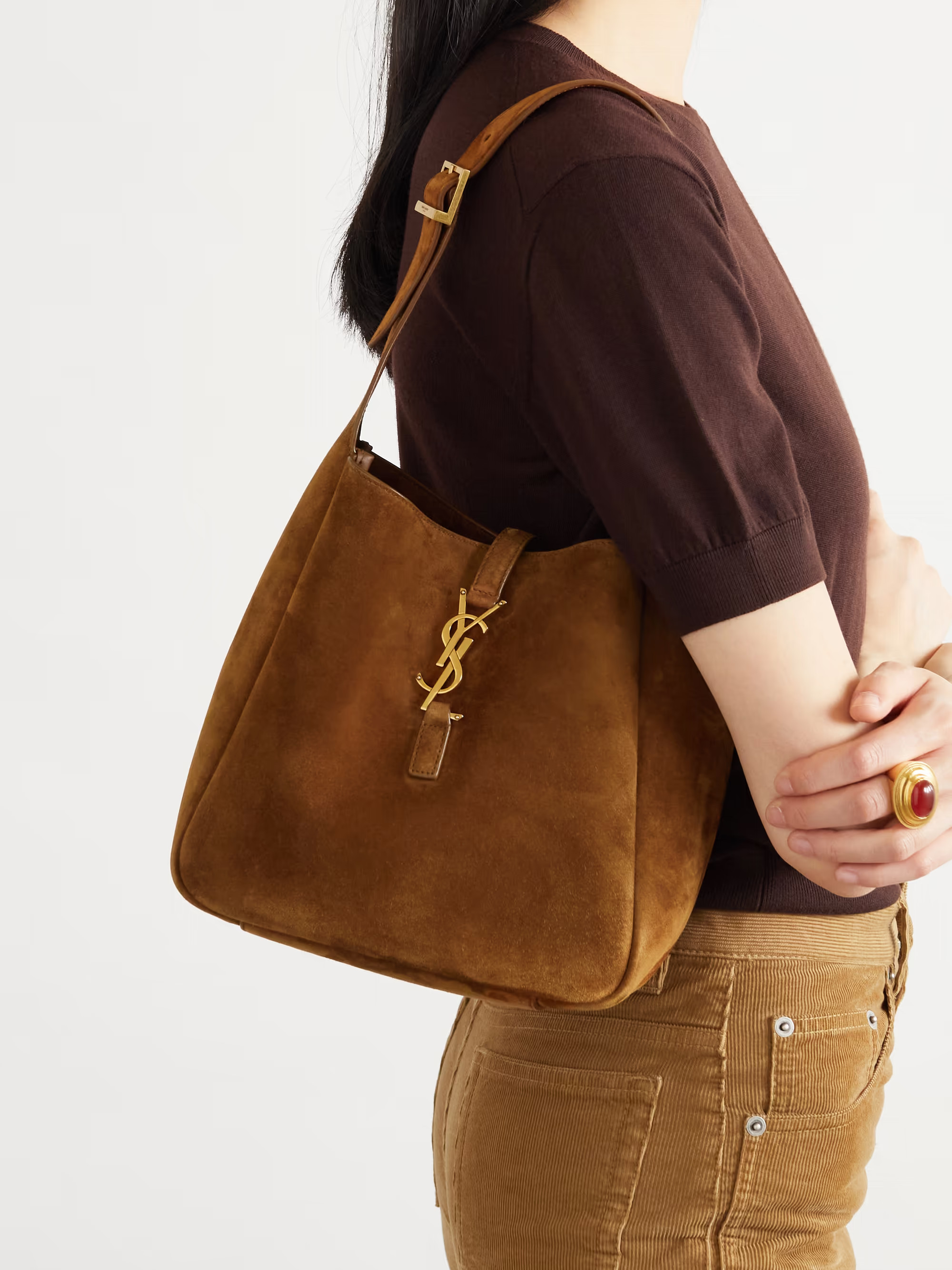 Le 5 à 7 Supple small suede shoulder bag | NET-A-PORTER (US)