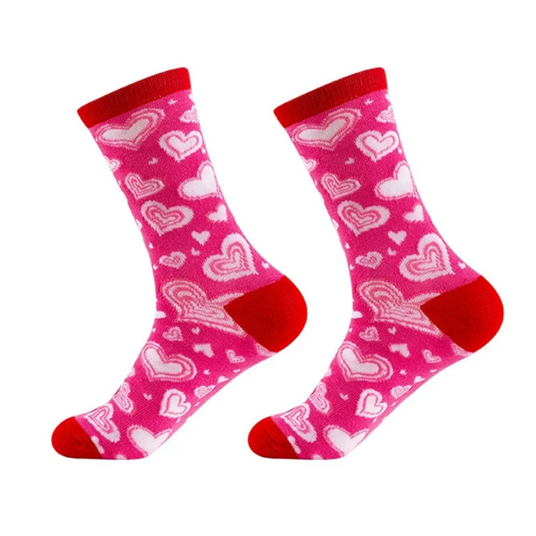 Valentine's Day Fuzzy Socks For Women Heart Print Cozy Fluffy Warm Slipper Cloud Socks Thick Home... | Walmart (US)