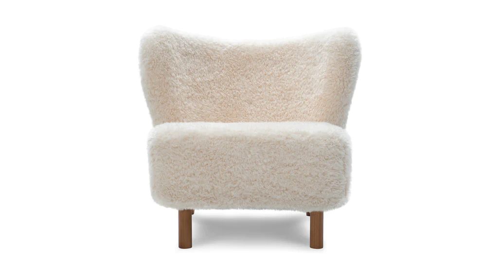 Little Petra - Little Petra Chair, White Long Hair Sherpa and Walnut | Interior Icons