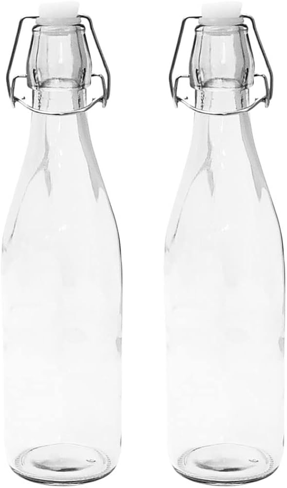 LAVO HOME Clear Glass 500ML (16.9oz) Cruet Bottle Wire Swing Flip Top Euro Style - Vinegar, Oil, ... | Amazon (US)
