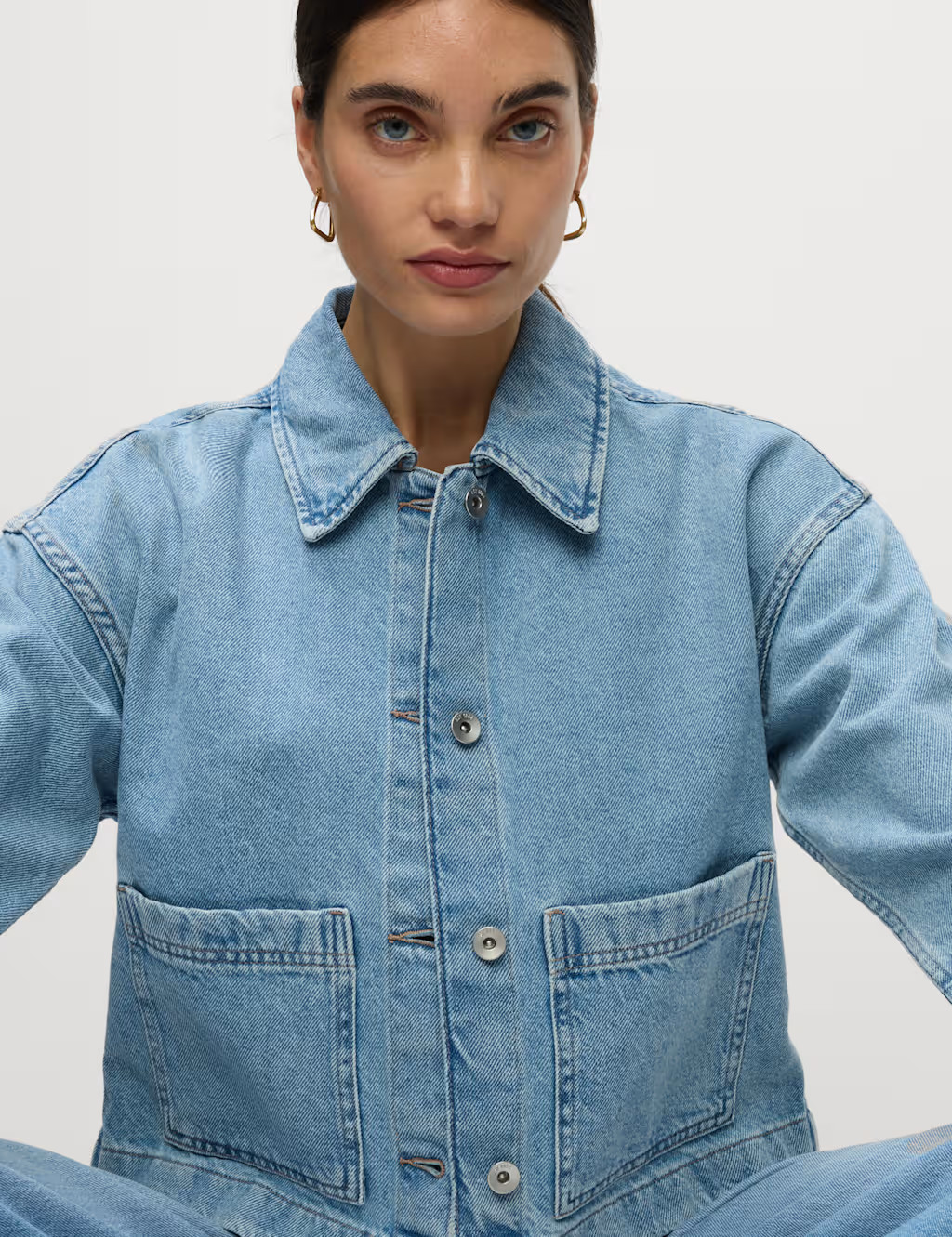 Pure Cotton Denim Cropped Shacket | Marks & Spencer (UK)