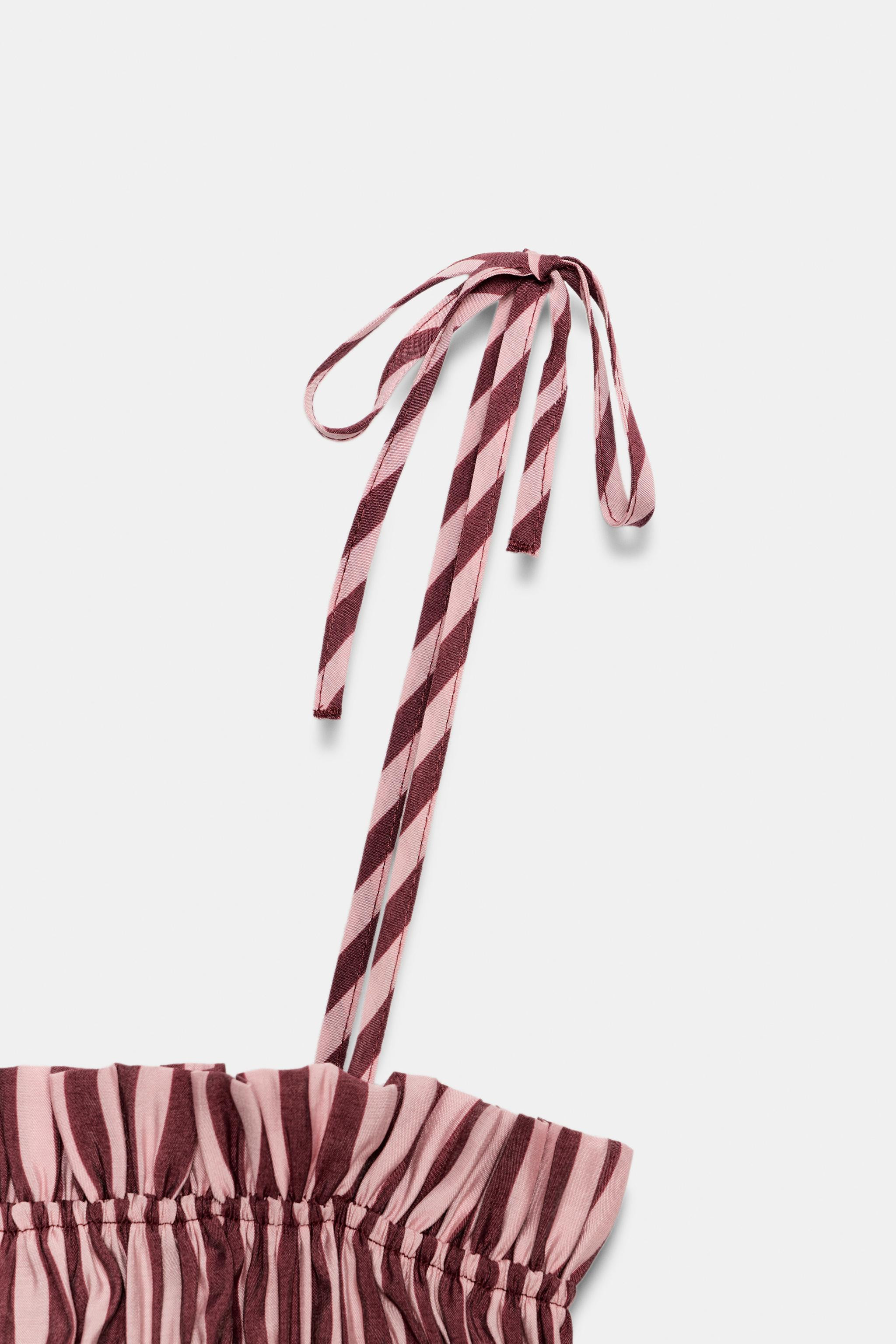 STRIPED RUCHED STRAP TOP | Zara US