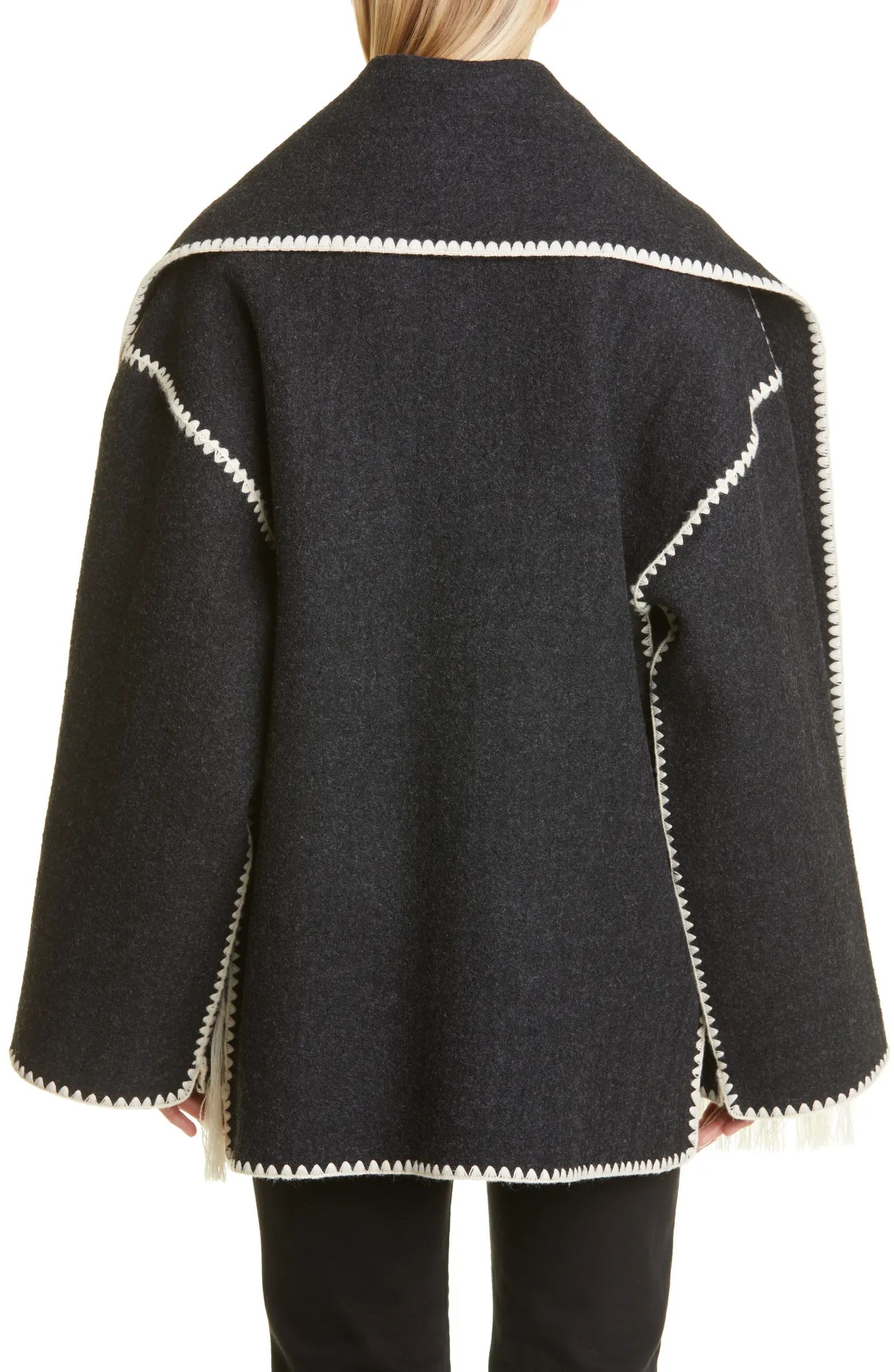 Chain Stitch Wool Blend Scarf Jacket | Nordstrom