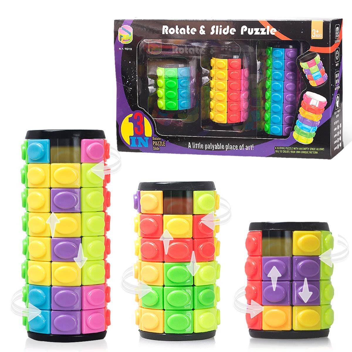 R.Y.TOYS Rotate and Slide Puzzle-Design Patent,Fidget Toys(Restore Order/Create Patterns) 8 Color... | Amazon (US)