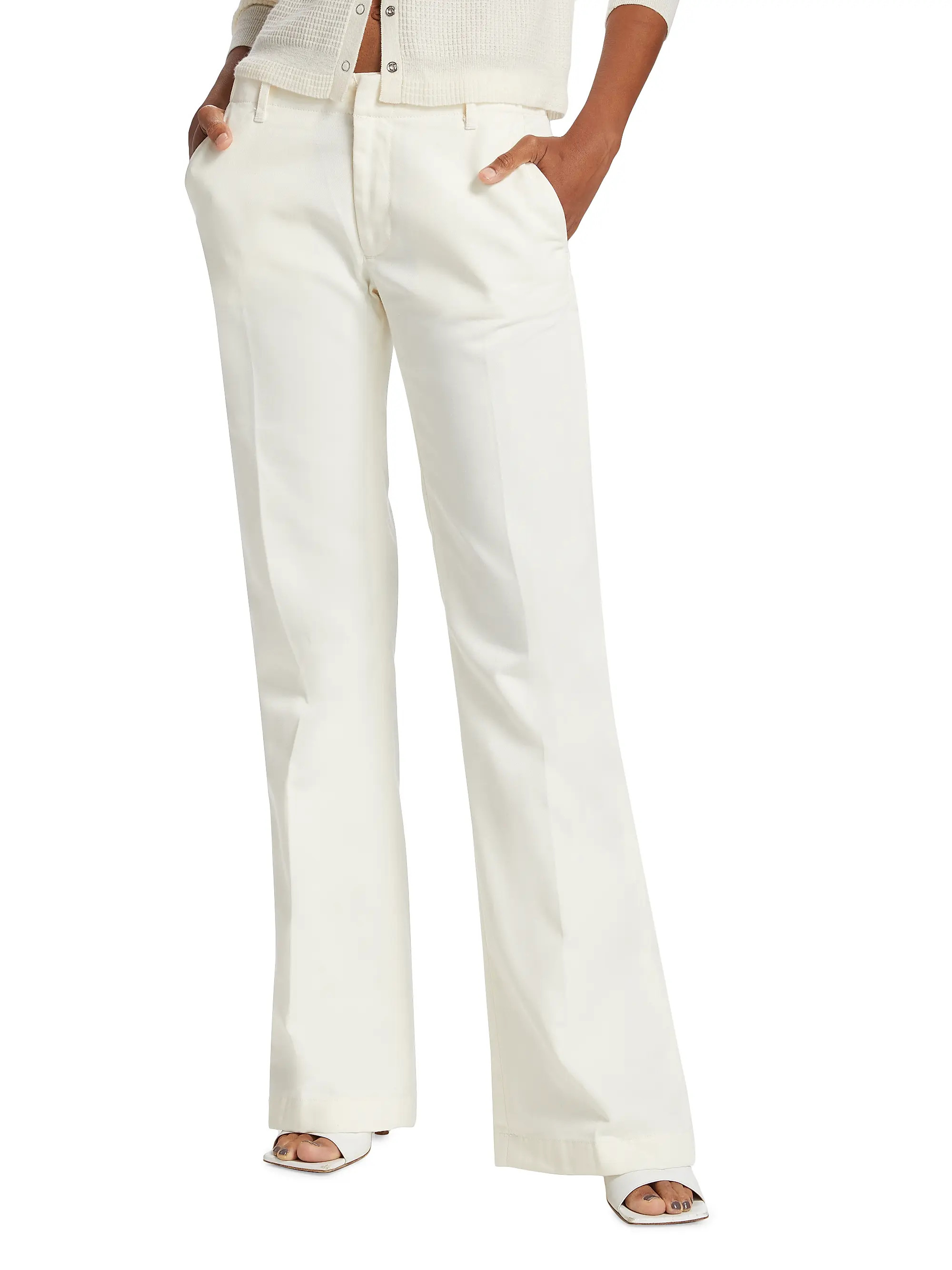 Cotton-Blend Twill Mid-Rise Flare Trousers | Saks Fifth Avenue