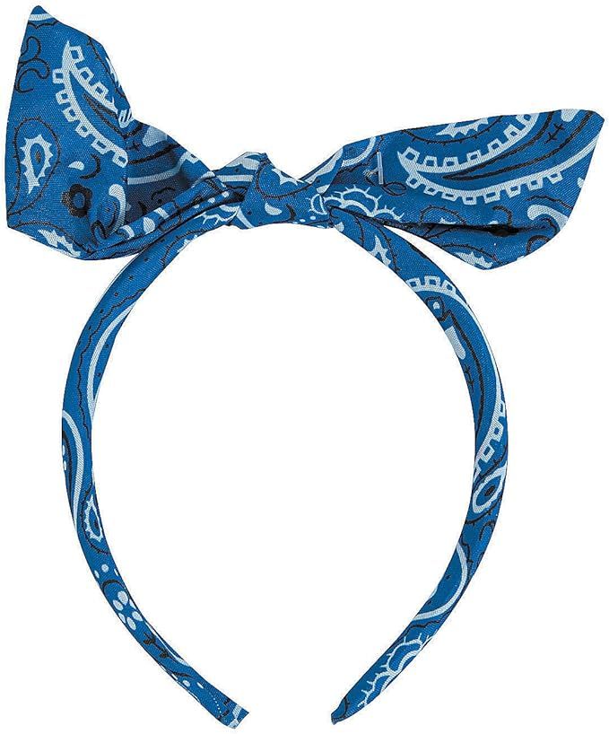 Fun Express - Bandana Print Bow Headband Blue 1 pc for Fourth of July - Apparel Accessories - Hat... | Amazon (US)