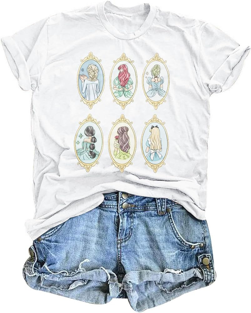 Magical Shirts for Women: Princess Shirts Magic Kingdom Shirt Funny Family Vacation Trip Tee Casual Holiday Tops | Amazon (US)