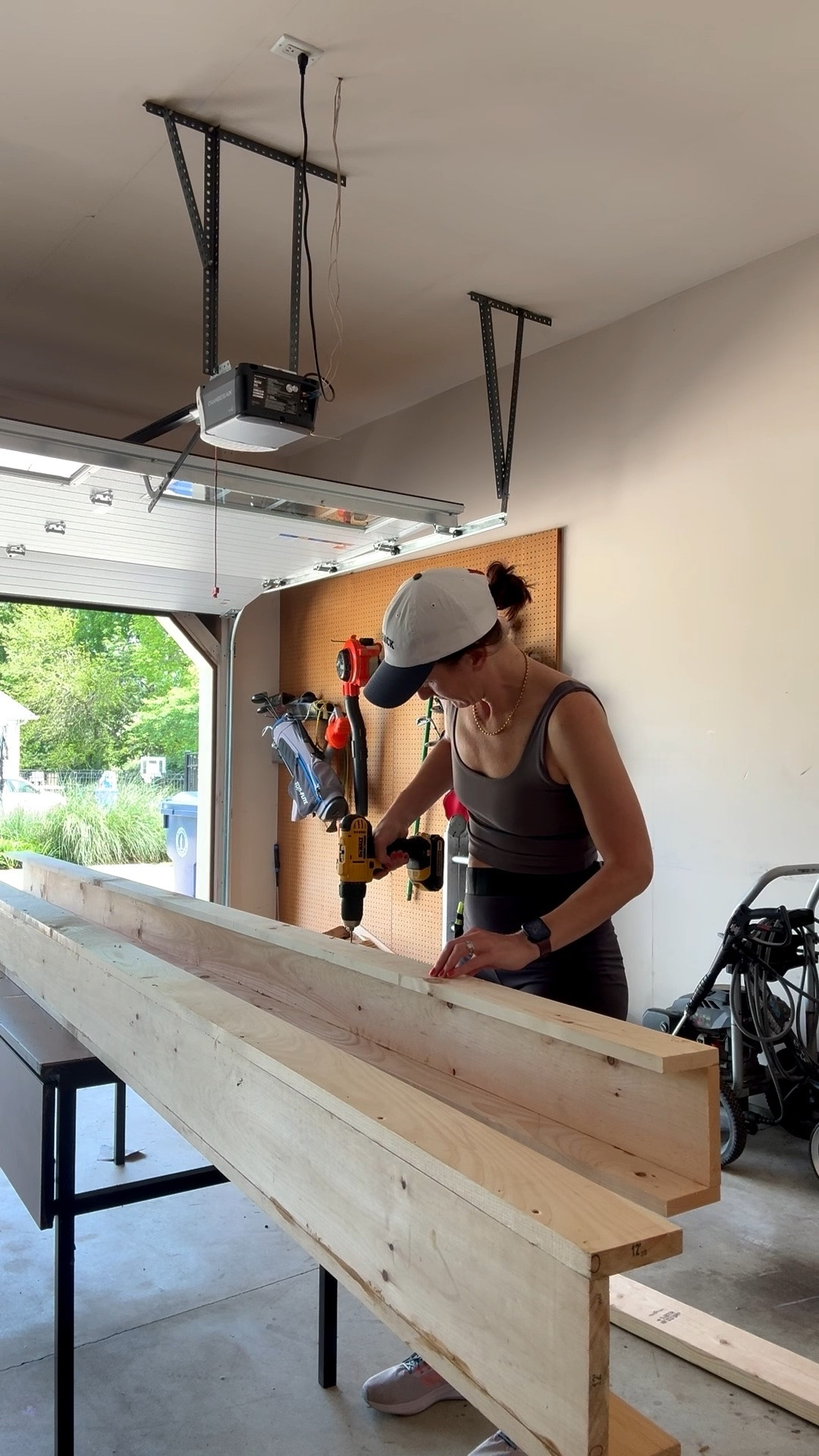 Today’s faux beam building: drilling pilot holes, prior to adding trim screws for support. 🪵 🤎💫🙏🏼