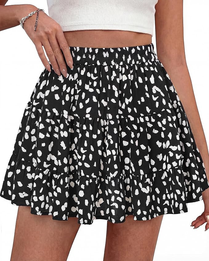 BTFBM Summer Skirts for Women 2026 Floral High Waist Shorts Underneath Boho Tiered Flowy Tennis S... | Amazon (US)