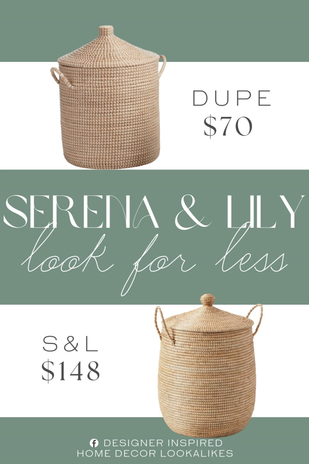 Inspired by Serena & Lily La Jolla Basket. Coastal Storage Basket. Handwoven Seagrass Basket. Natural Fiber Storage Basket. Decorative Storage with Lid. Stylish Organization Basket. Luxury Storage Basket. Natural Woven Home Decor.  

Home more affordable option find copy cat similar look for less budget friendly affordable cheap cheaper beautiful pretty. Clearance sale coupon code discount code promo code luxury lookalike look a like Inspo inspiration inspired by idea ideas Love like these? I share multiple every day in my FB group.
#serenaandlilyinspired #stylishstorage #decorativestorage #storagesolution #wovenbasket #handwovendecor #homeorganization #seagrassbasket 

 #LTKHome #LTKFindsUnder100