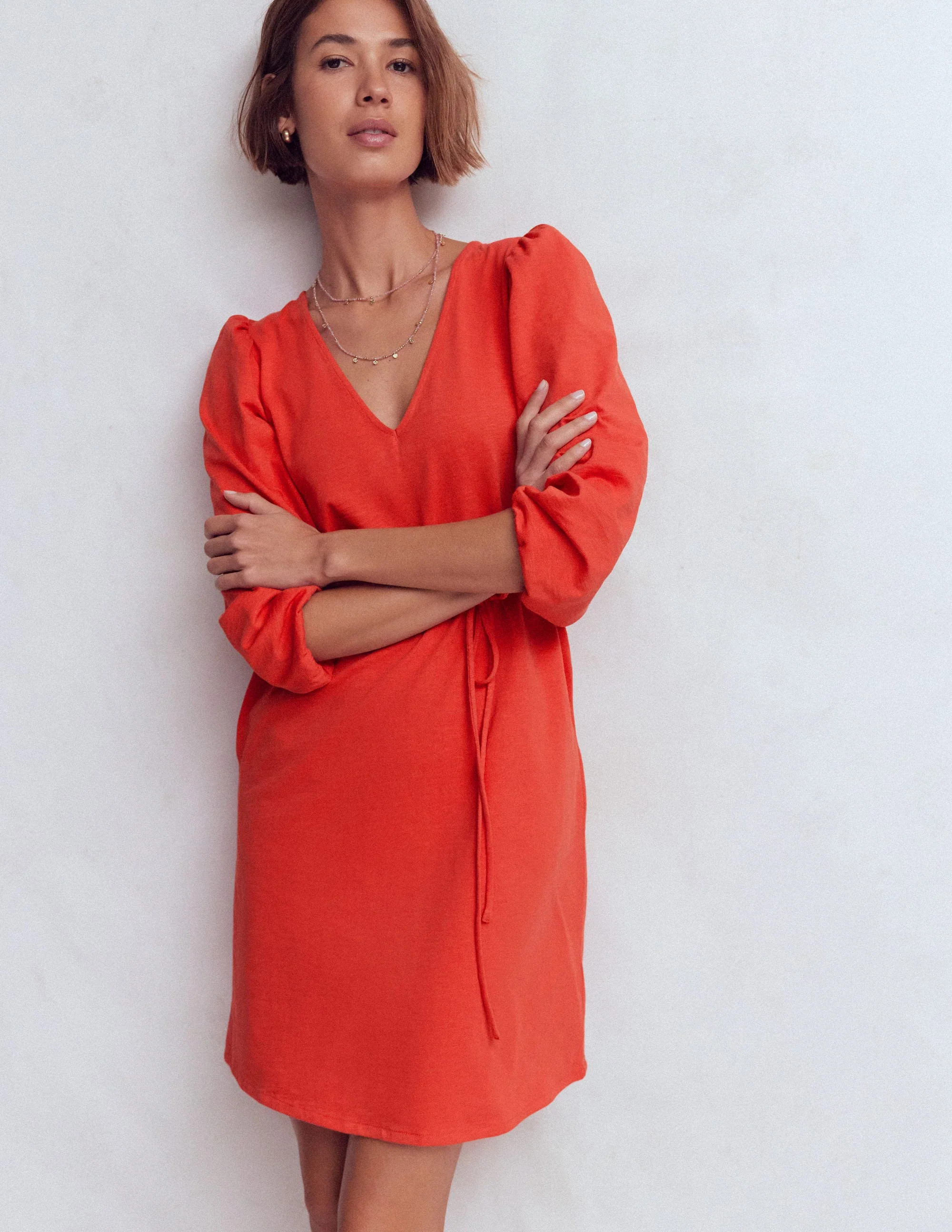 Cary V-Neck Jersey Dress-Blood Orange | Boden (US)