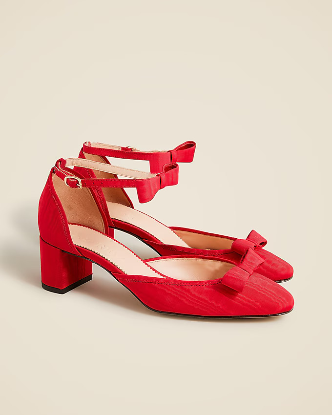 Millie bow ankle-strap heels in moiré | J. Crew US