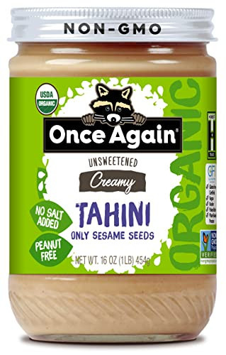 Once Again Organic Sesame Tahini, 16oz - Salt Free, Unsweetened - USDA Organic, Gluten Free, Vegan, Kosher, Peanut Free - Glass Jar | Amazon (US)