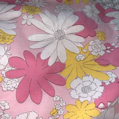 Vtg Cannon Monticello Sheet Pink Flower Power Blossom Festival Retro Daisy Full | eBay US