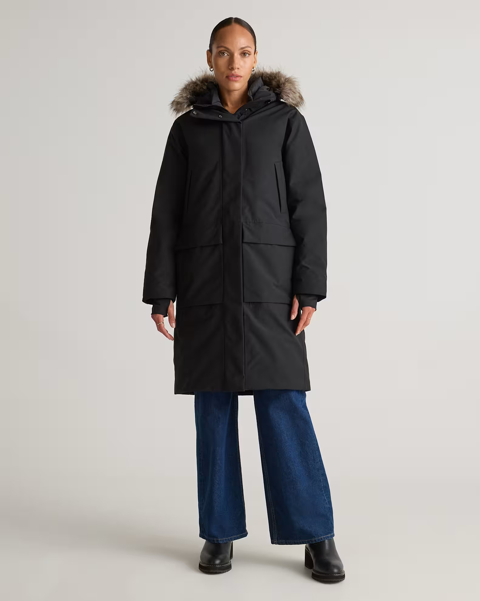 Responsible Down Hooded Long Parka in Black | Quince