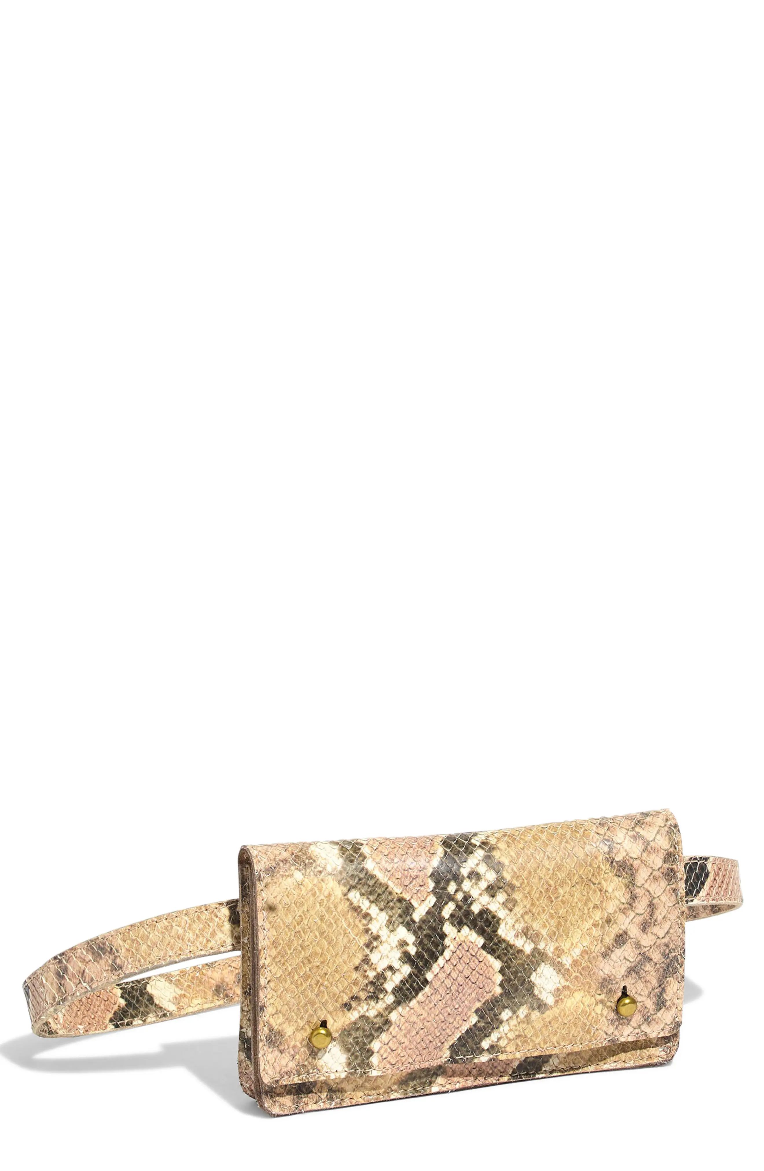 Madewell The Leather Belt Bag: Snake Embossed Edition - Pink | Nordstrom