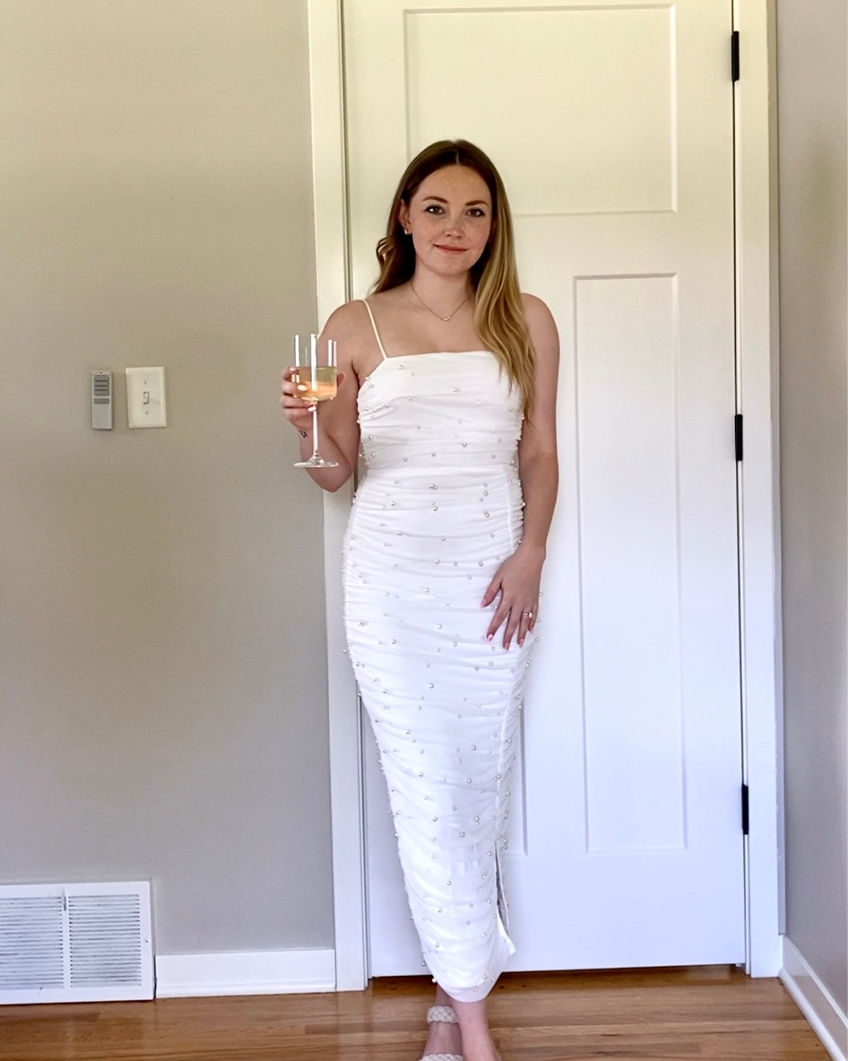 The perfect bridal dress! Perfect for rehearsal dinner or a Pearls & Prosecco themed bridal shower! Under $80

#LTKWedding #LTKStyleTip #LTKFindsUnder100